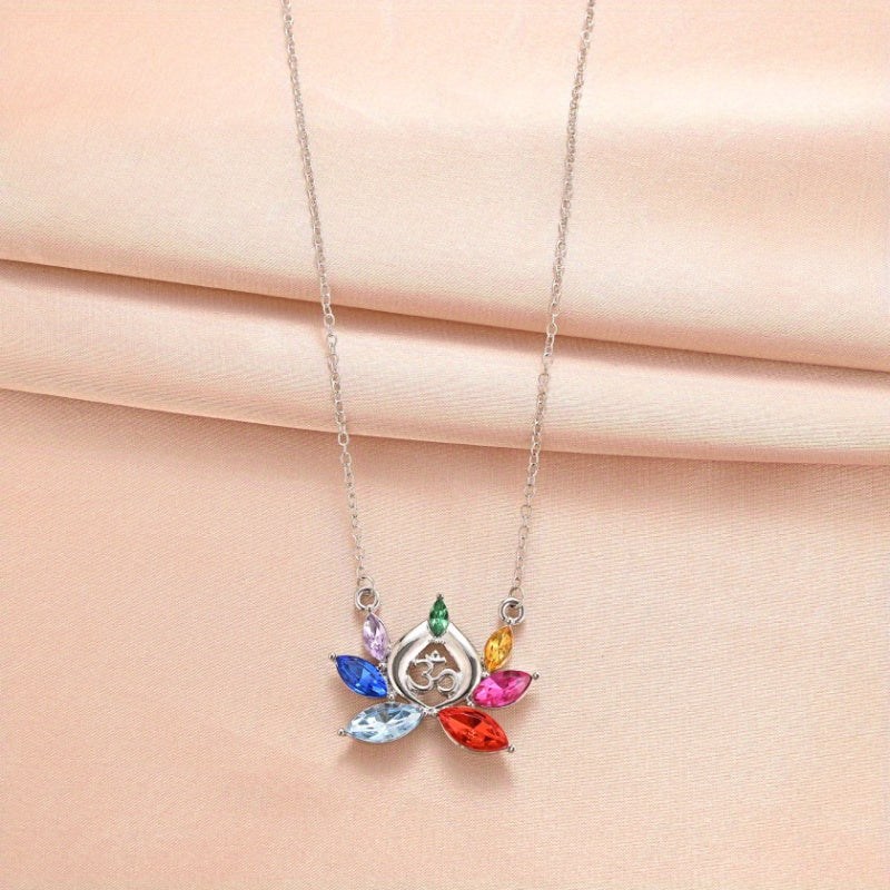 7 Chakra Lotus Pendant Yoga Chakra Healing Stone Necklace