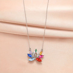 7 Chakra Lotus Pendant Yoga Chakra Healing Stone Necklace