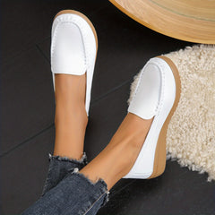Women's Comfy Solid Flat Loafers Casual Slip On Walking Shoes