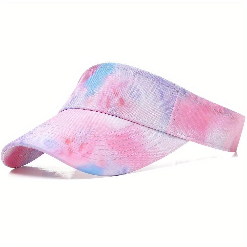 Tie Dye Print Visor Hat UV Protection Summer Sun Cap for Women
