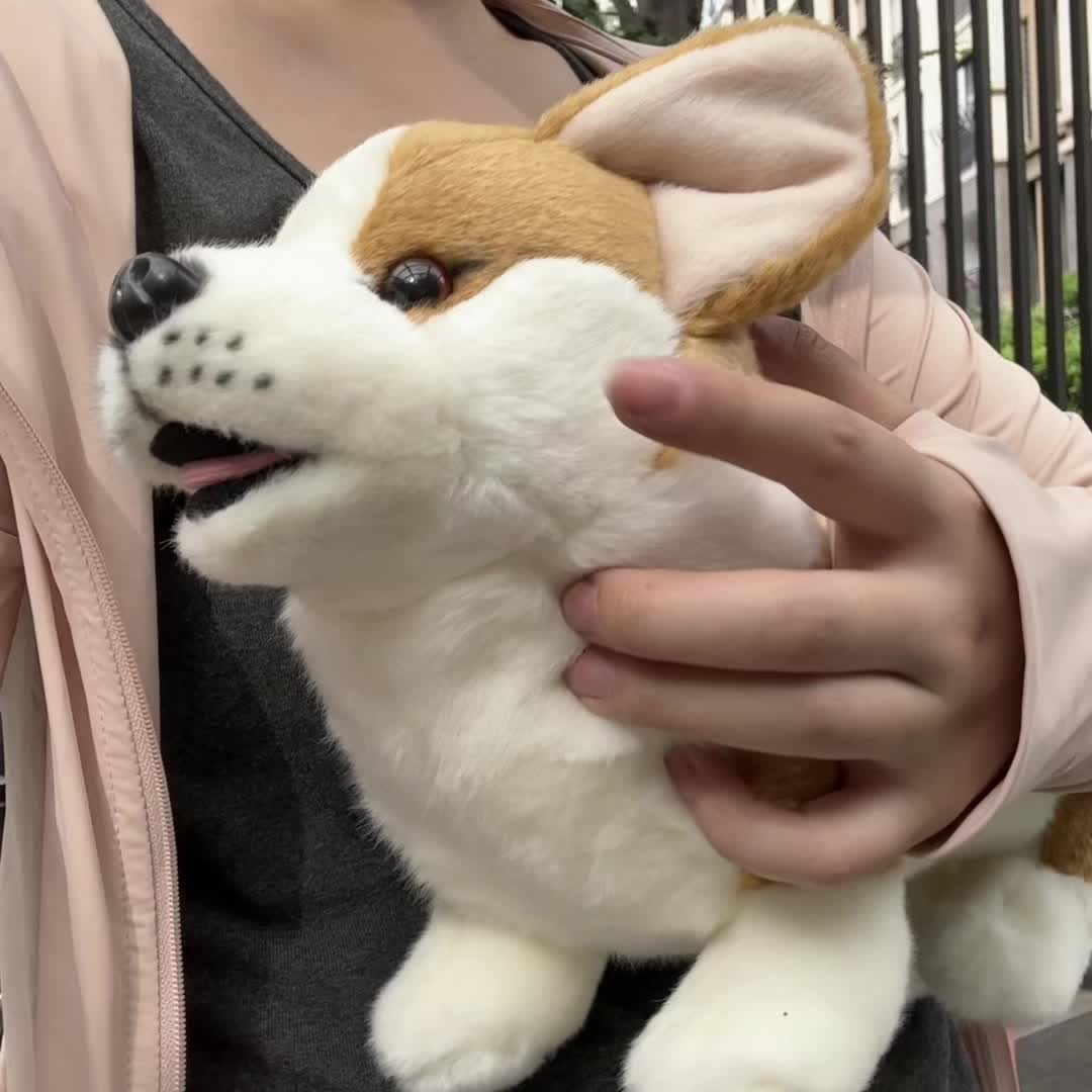 JIAJCHUF Corgi Plush Stuffed Animal Soft Fluffy Corgi Dog Doll