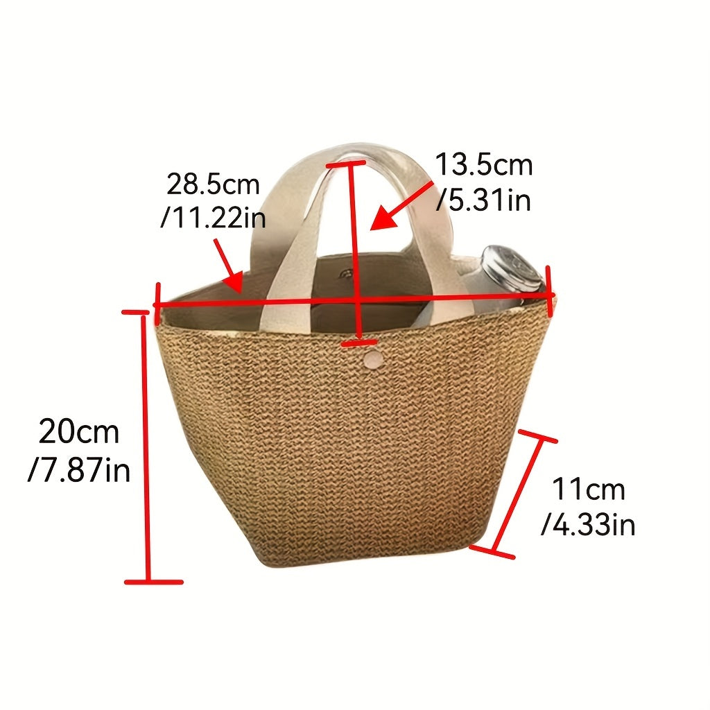 Stylish Braided Satchel Bag Lightweight Beach Storage Bag