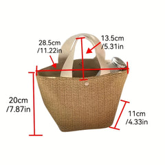 Stylish Braided Satchel Bag Lightweight Beach Storage Bag