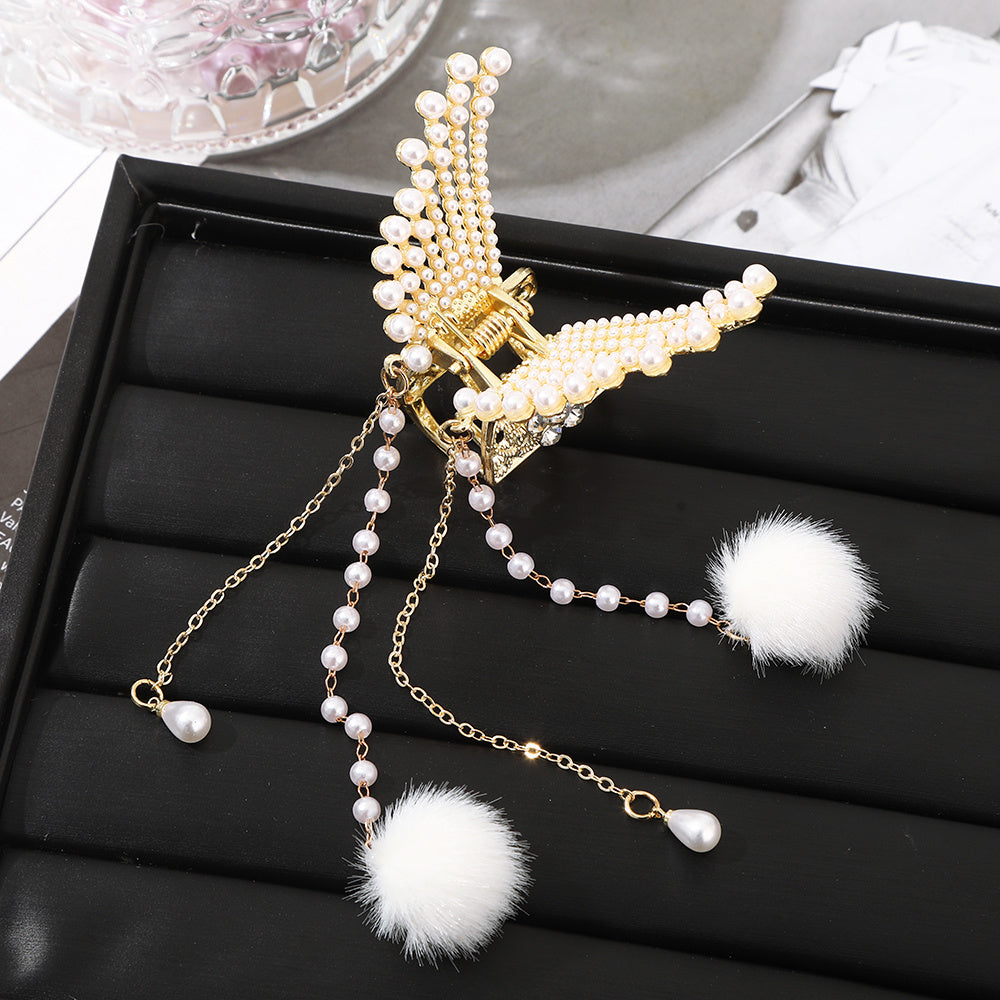 Long Tassel Hair Claw Clips Rhinestone Butterfly Hair Barrettes for Women