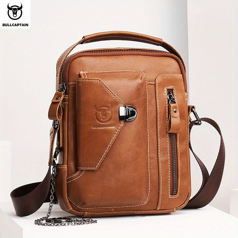 BULLCAPTAIN Leather Shoulder Bag Crossbody Satchel for Men
