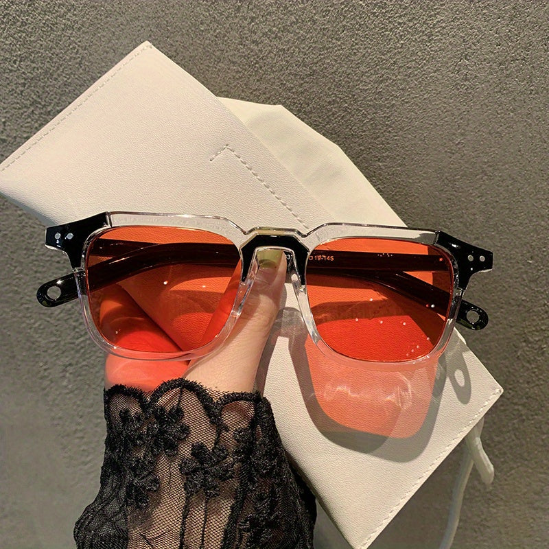 Y2K Clear Square Sunglasses for Women Men UV400 Sun Shades Glasses