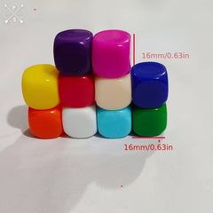 20pcs Acrylic 16mm Round Corner Blank Dice for Multiplayer Game