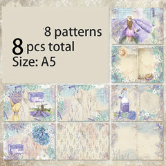 88pcs Lavender Patterns Jurnal Materials DIY Paper Craft Scrapbooking