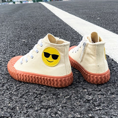 Boys Cartoon High Top Canvas Shoes with Zipper Lightweight Sneakers