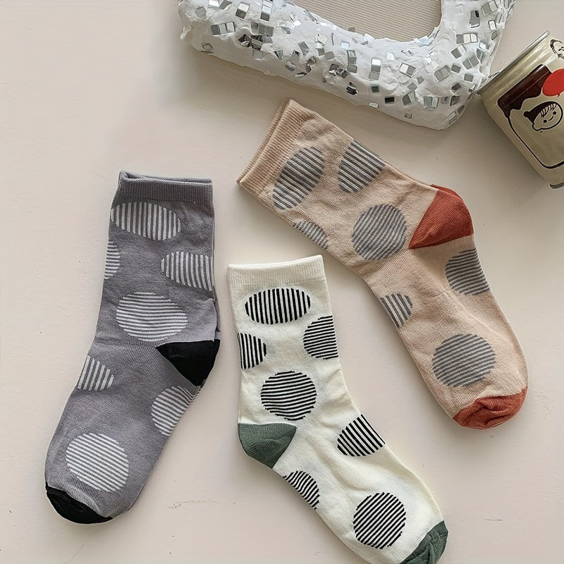 5 Pairs Geometric Pattern Women's Mid Tube Socks