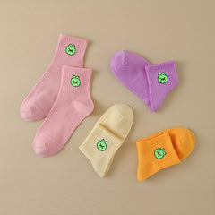8 Pairs Frog Print & Funny Mid Tube Socks Women's Stockings