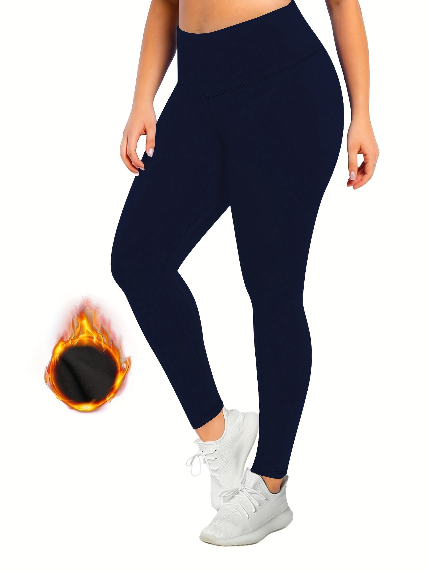  Sporty Leggings Women's Plus Solid High Rise High Stretch Skinny
