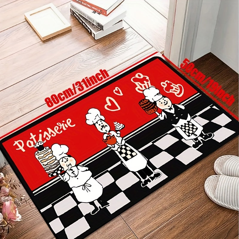 1pc Long Strip Non-slip Floor Mat Velvet Cushion Red Cake Room Rug