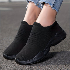 Women's Breathable Knit Sneakers Casual Slip On Outdoor Shoes Lightweight