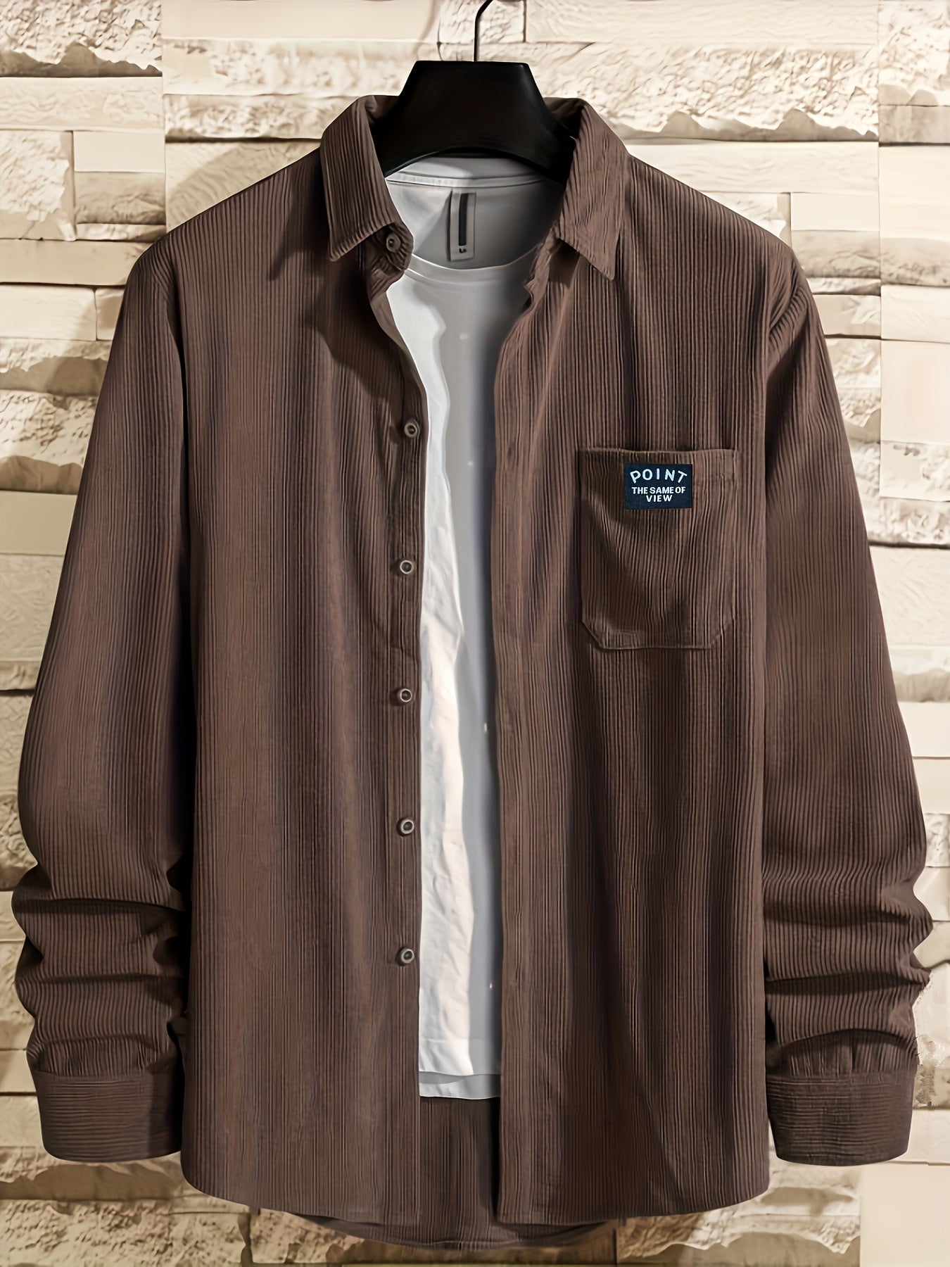 Men's Corduroy Casual Long Sleeve Shirt for Autumn