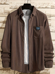 Men's Corduroy Casual Long Sleeve Shirt for Autumn