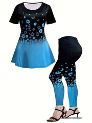 Tie Dye Butterfly Print Top & Leggings Set