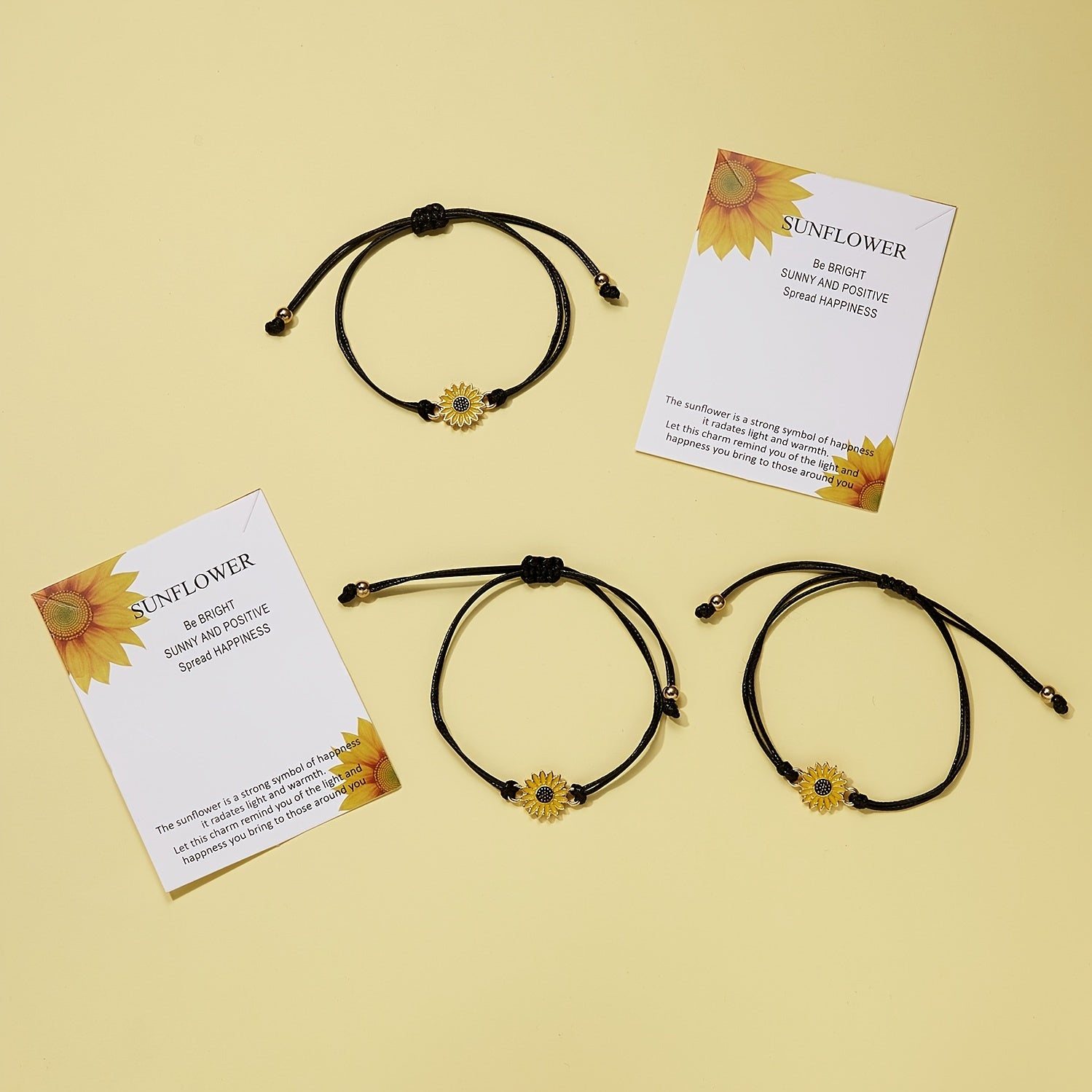 Braided Sunflower Charm Bracelet Couple Bracelet