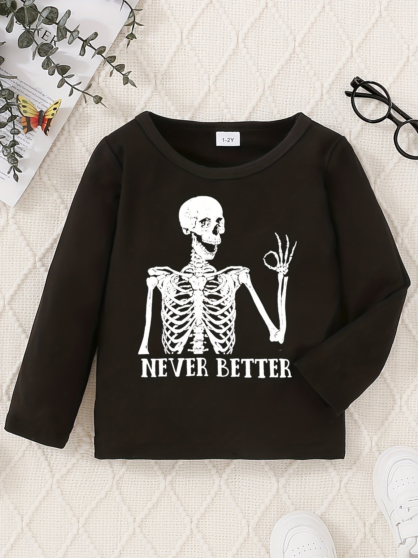 Toddler Baby Skull Print Sweatshirt Halloween Pullover