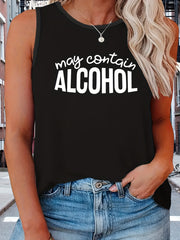 Women's Plus Size Casual Tank Top with Slogan & Heart Print
