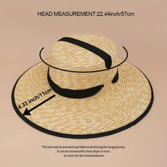 Wheat Straw Summer Beach Hat for Men and Women