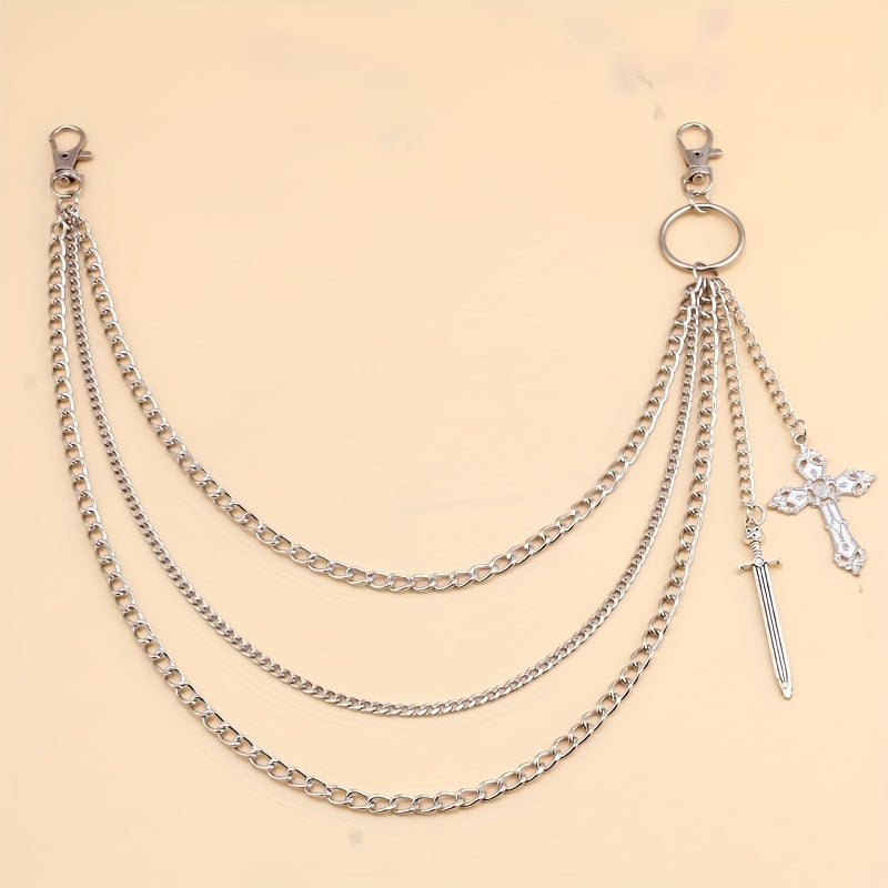 Geometric Cross Pants Chain Sword Pendant Decoration