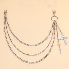 Geometric Cross Pants Chain Sword Pendant Decoration