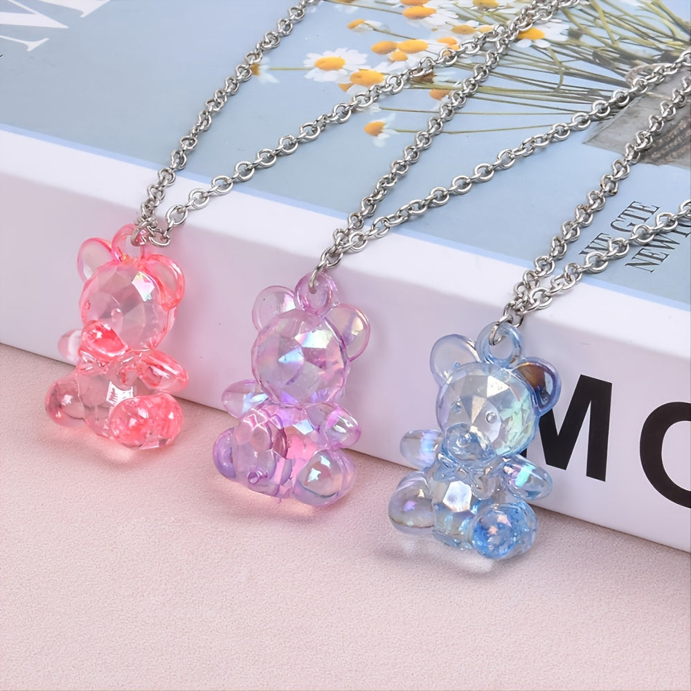 3pcs Acrylic Bear Sweater Chain Necklace