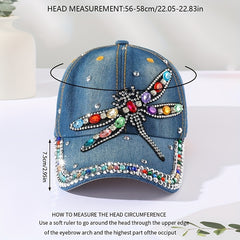 Dragonfly Patch Baseball Cap Distressed Dad Hat Sun Hats For Women