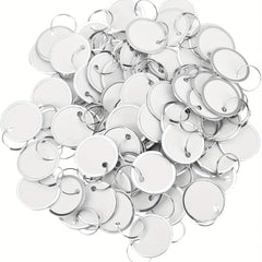 50pcs 1.57'' Metal Key Tags Round Paper Tags w/ Split Rings 40mm