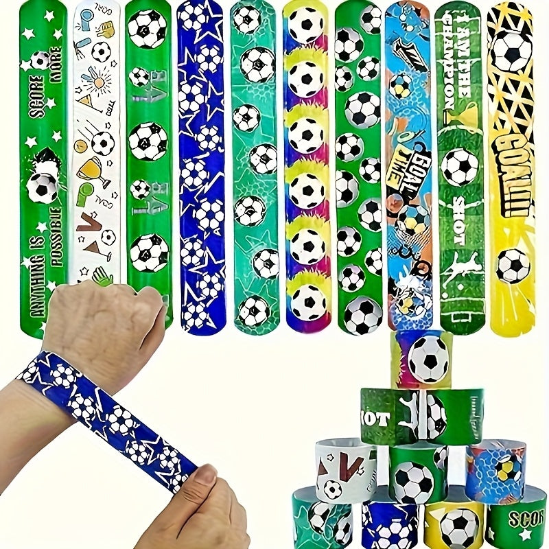 12pcs Football Slap Bracelets - Soccer Wristband Snap Bands for Boys