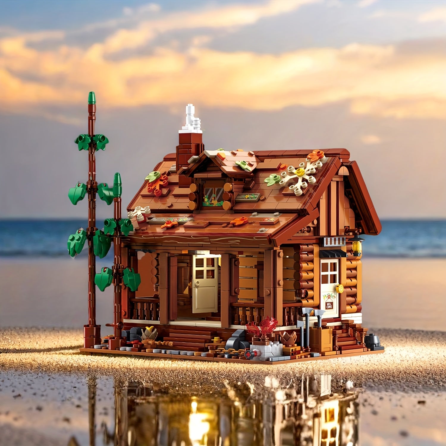 1969pcs Forest Cabin Building Blocks Toy Model with LED Lights