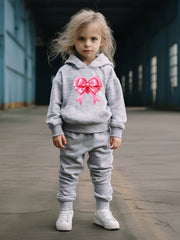OERYUI Girls Boys 2pcs Bow Print Activewear Set For Spring Fall