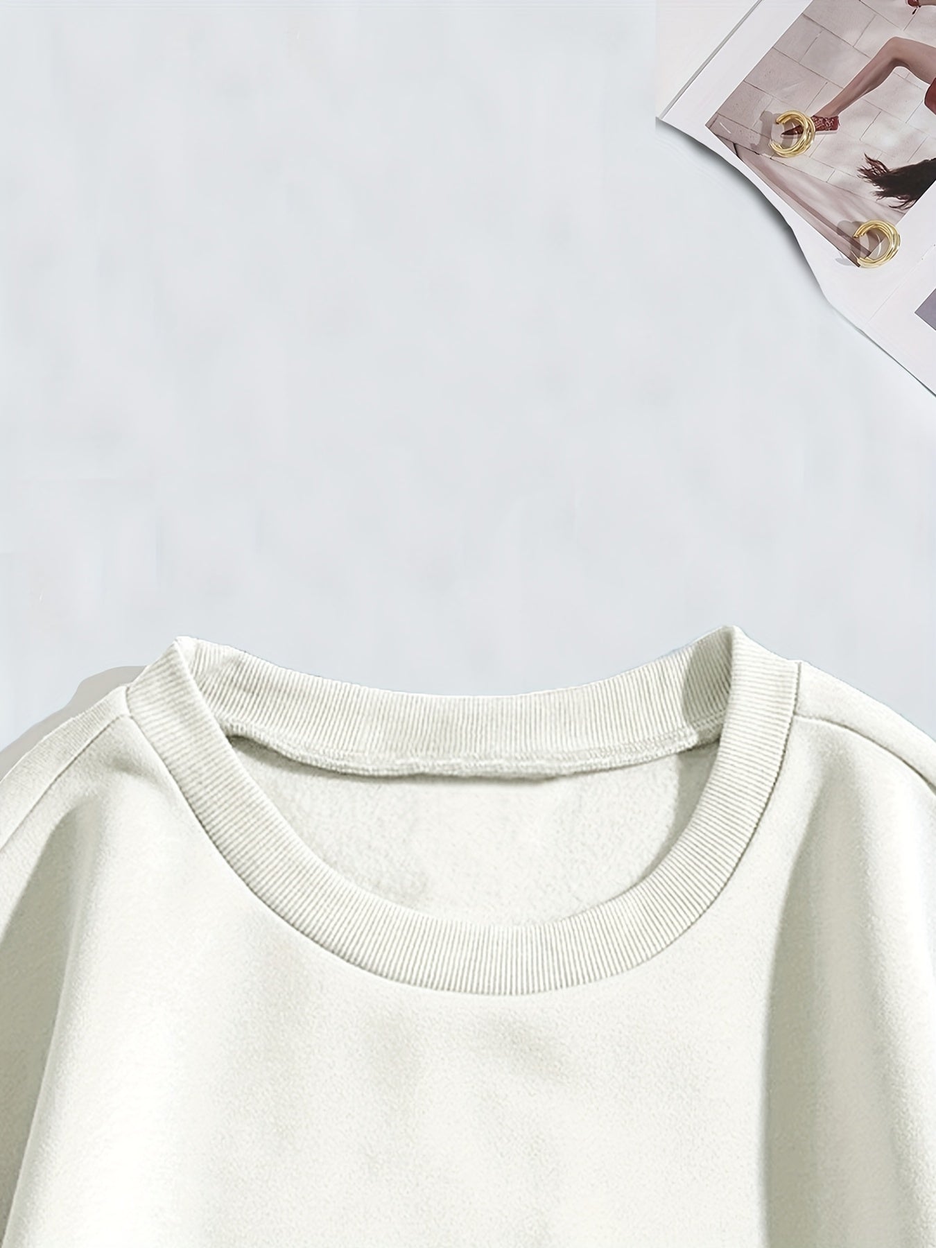 Faith Letter Print Sweatshirt Crew Neck Long Sleeve Women's Clothing