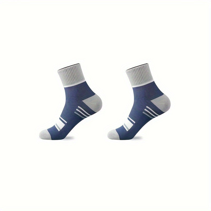 5 Pairs Men's Athletic Quarter Socks, Soft Breathable Socks