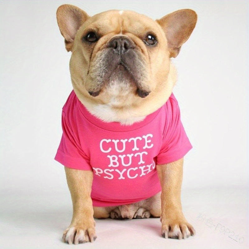 Dog Shirt But Psycho Letter Print Pet Dog Clothes Funny Pet T shirt
