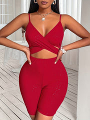 Sexy Backless V Neck Cami Romper