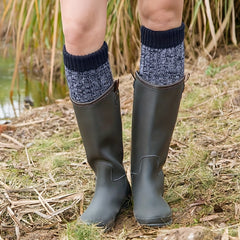 Colorblock Knitted Calf Socks Warm Knee High Women's Stockings