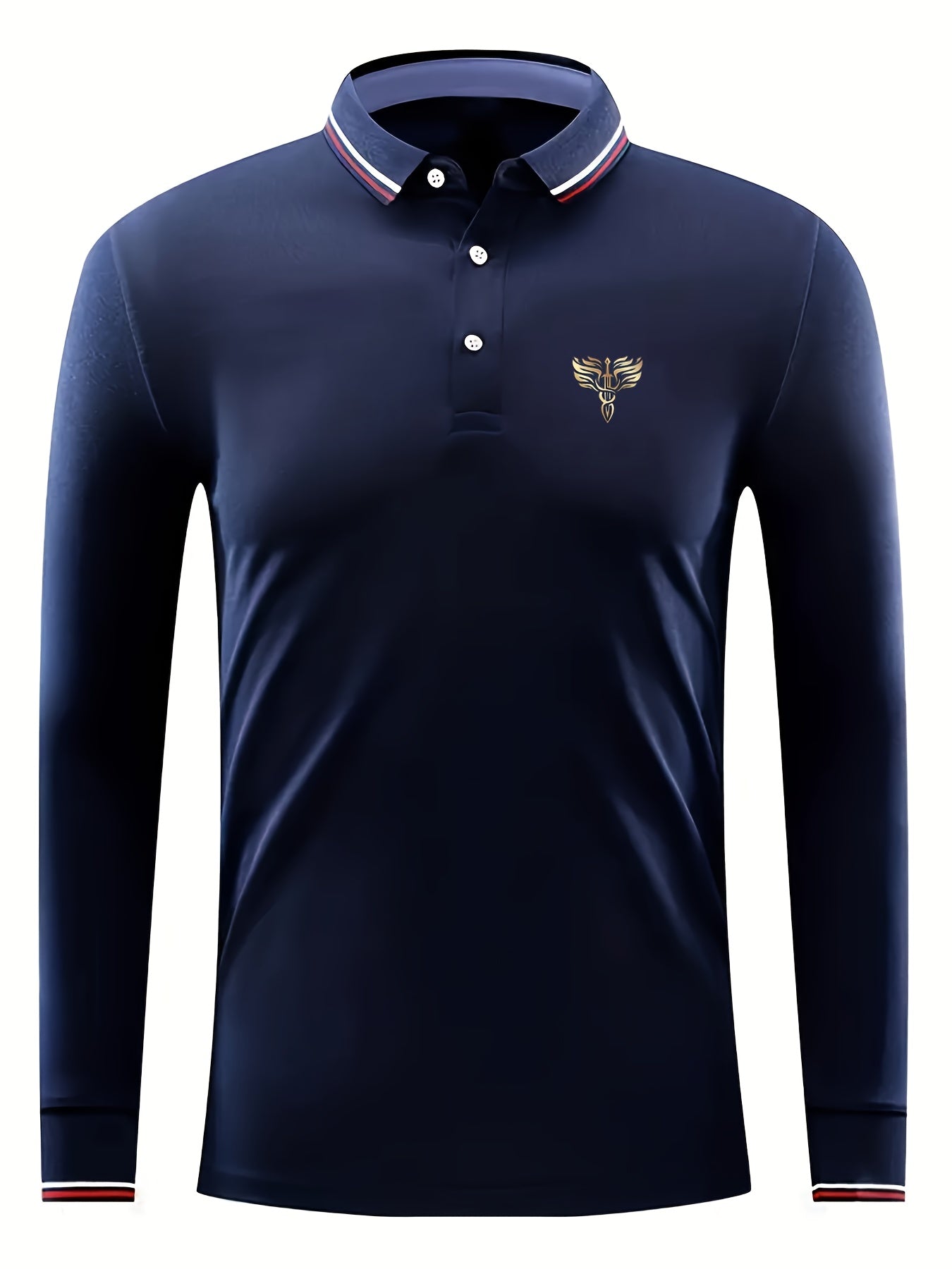 Men's Sword Wings Print Long Sleeve Golf Shirt
