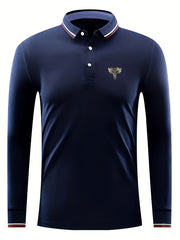 Men's Sword Wings Print Long Sleeve Golf Shirt