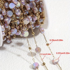 1m Stainless Steel Crystal Stone Chain Purple Beaded Sweater Chain