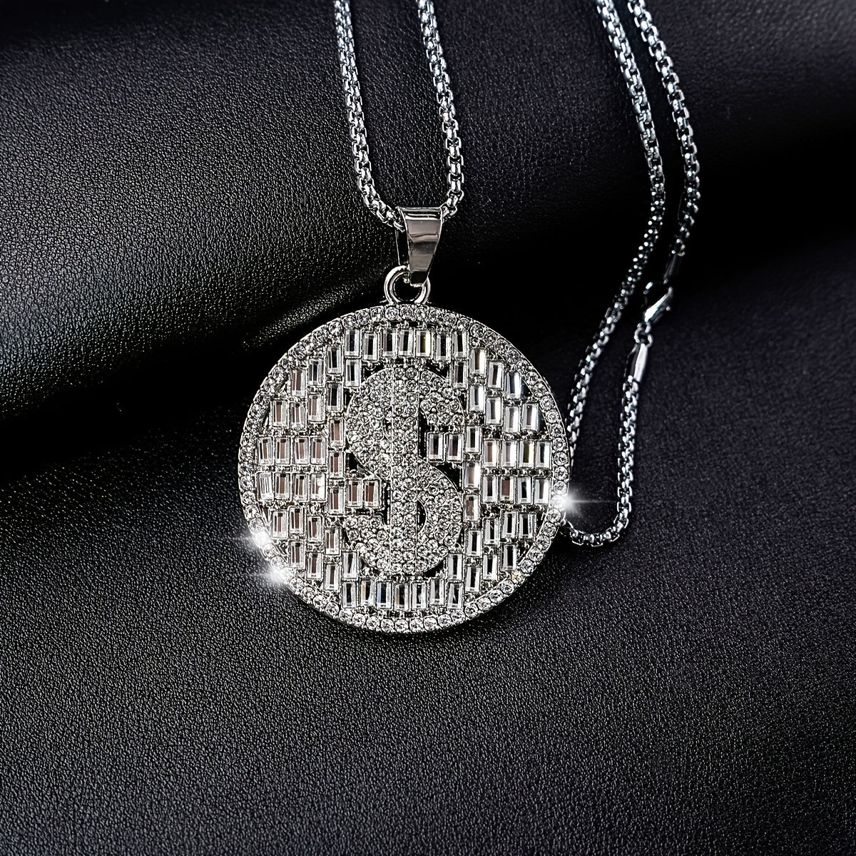 Punk Hip Hop Silver Rhinestone Letter Necklace