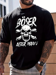 Skull Print Men's Graphic Crew Neck T-shirt Casual Comfy Tees