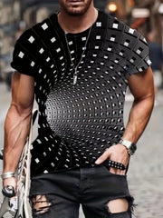 Men's 3D Geometry Graphic Tee for Summer