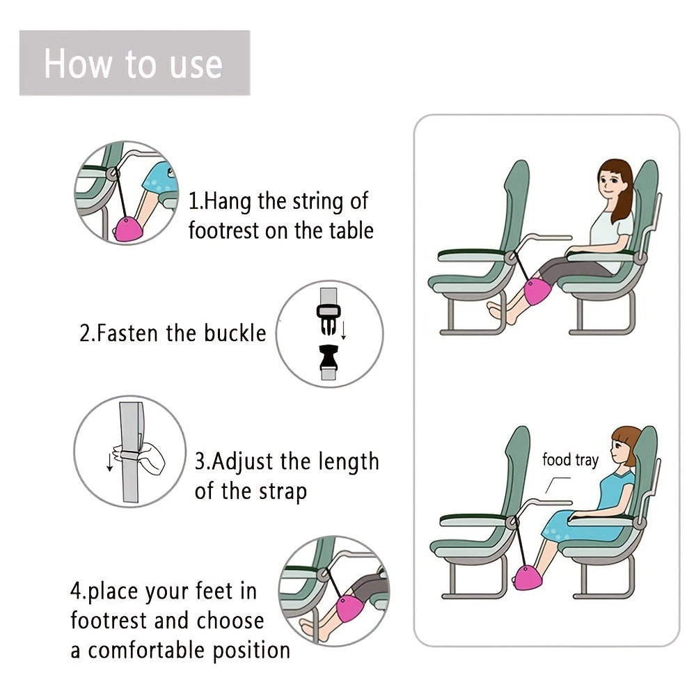 Airplane Footrest Portable Adjustable Strap Lightweight Leg Rest