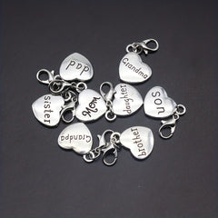 8pcs Silvery 3D Family Member Pendants Lobster Clasp
