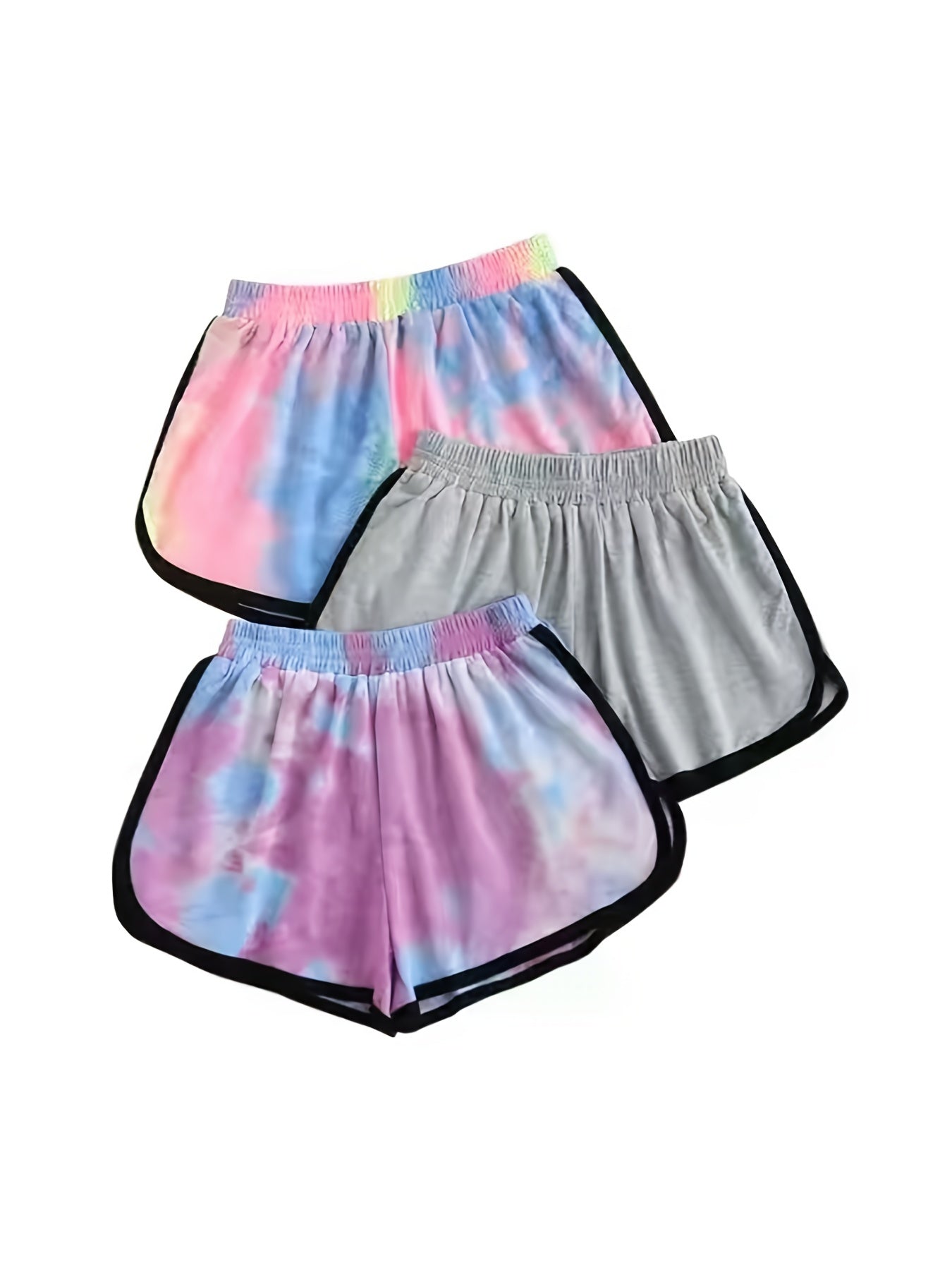 Tie Dye & Solid Shorts 3-Piece Set for Women