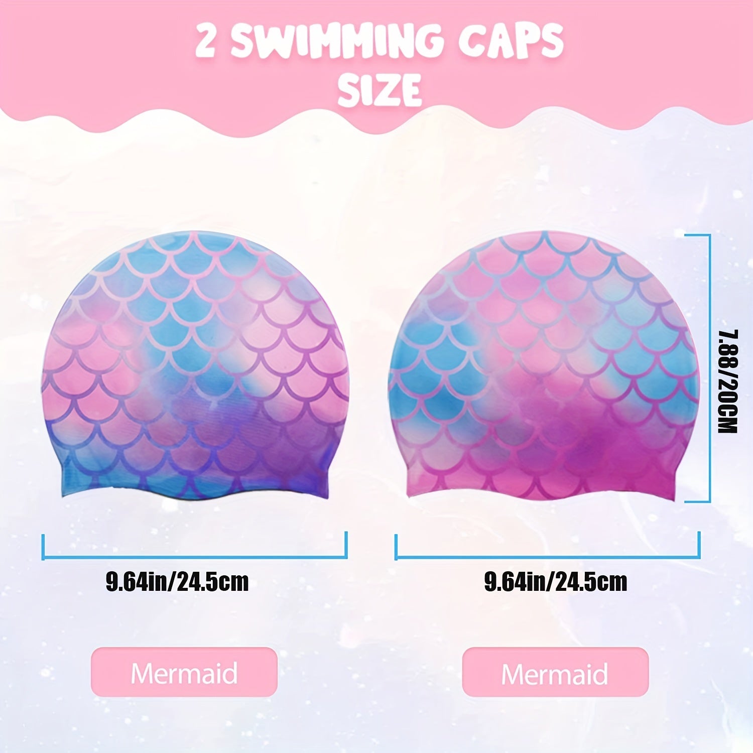 Unisex Mermaid Swim Cap Silicone Waterproof Shower Cap