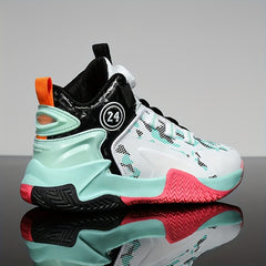 Boys High Top Basketball Shoes w/ Rotating Buckle Comfy Soft Sole