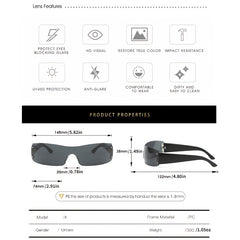 Y2K Rimless Sunglasses Women Cyberpunk Shades Glasses